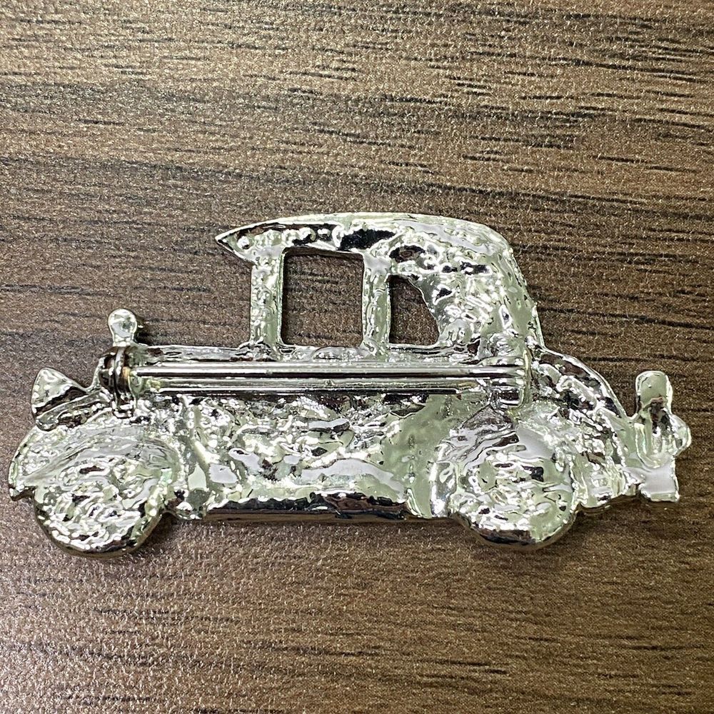 Antique Classic 1900s Model T‎ Car Silver Rhinestone Brooch Pin "C" Clasp Bling - Picture 4 of 6